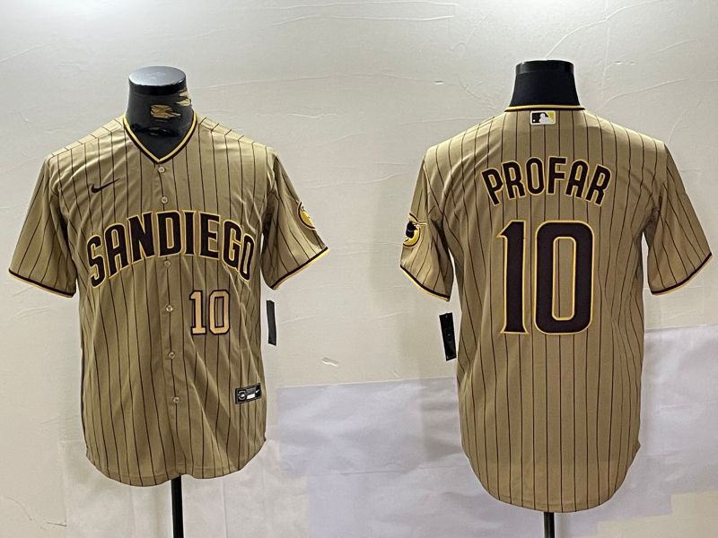 Men San Diego Padres #10 Profar Browm Stripe Game 2024 Nike MLB Jersey style 10082->indianapolis colts->NFL Jersey